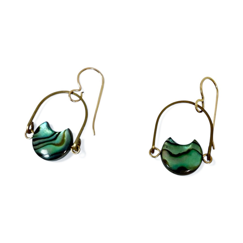 Green Abalone Mini Eclipse Earrings - image 1